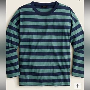 J Crew Essential Wide-Sleeve T-shirt Long Sleeves Green Navy